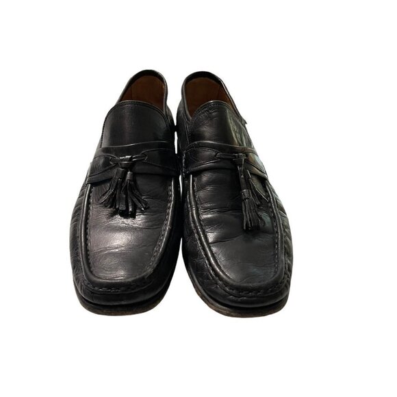 French Shriner Mens Vintage Black Leather Tassel Slip On Dress Loafer Shoes 7.5 main image 7